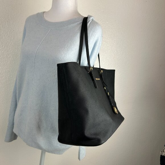 Authentic Michael Kors Jet Set Saffiano Leather Tote Bag Large Black Travel